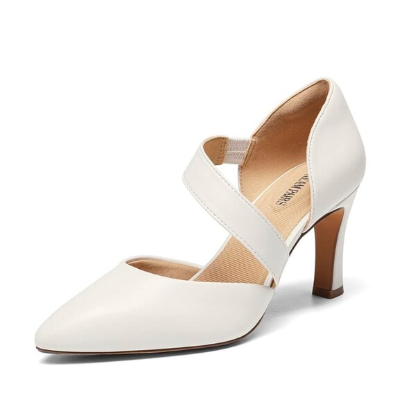 DREAM PAIRS Faux Leather White Closed Pointed Toe D'Orsay Heel Pump women 11 - Picture 4 of 8